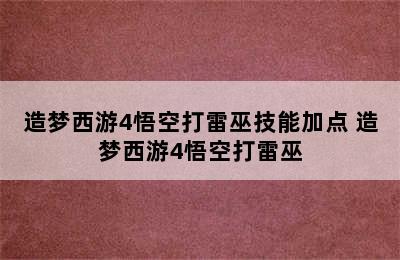 造梦西游4悟空打雷巫技能加点 造梦西游4悟空打雷巫